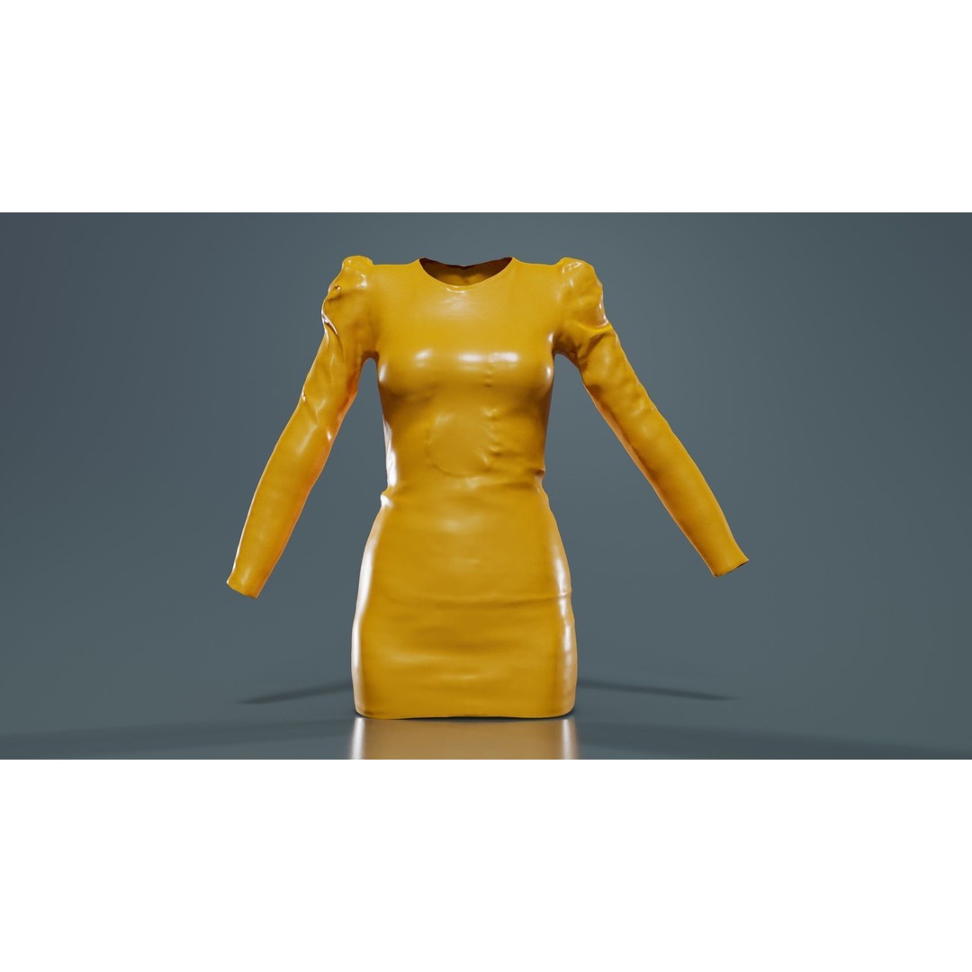 Holographic Dot Dress 3D Model – Low Poly Female Apparel, FBX, OBJ - View 14