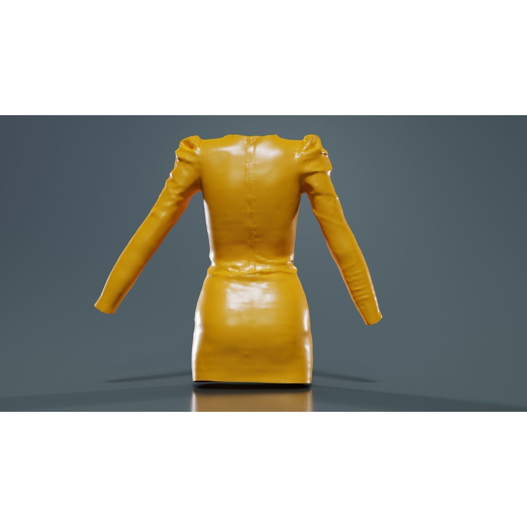 Holographic Dot Dress 3D Model – Low Poly Female Apparel, FBX, OBJ - View 15