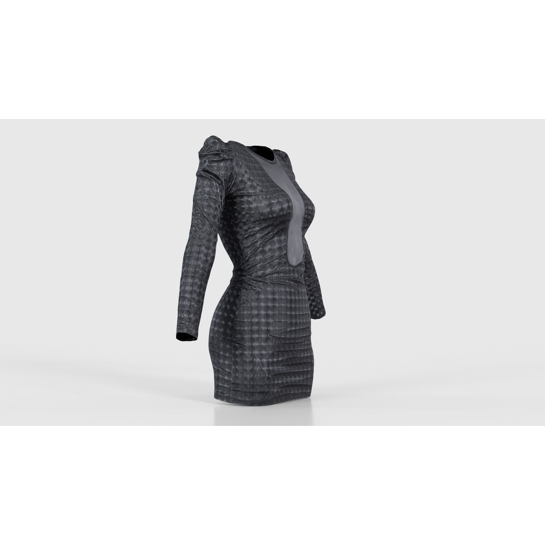 Holographic Dot Dress 3D Model – Low Poly Female Apparel, FBX, OBJ - View 19