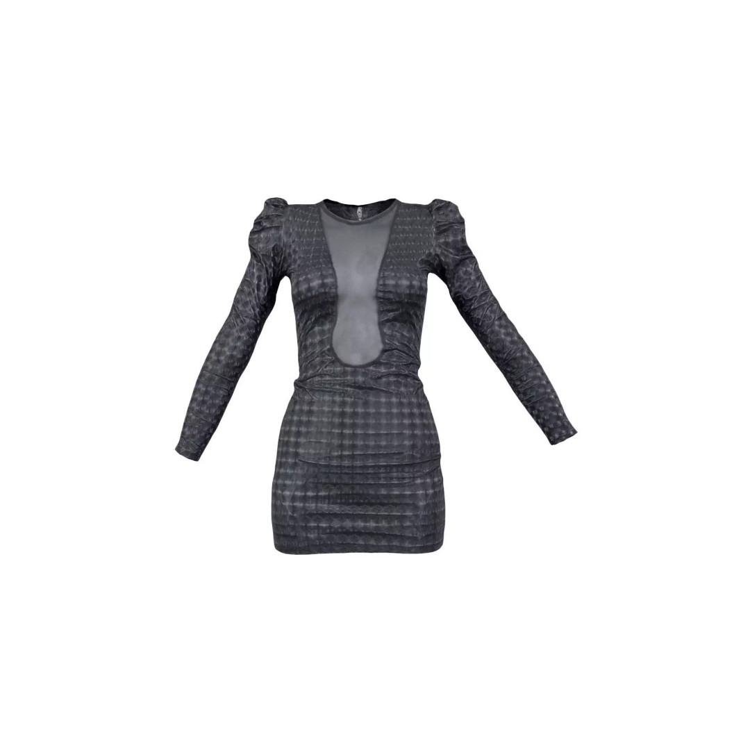 Holographic Dot Dress 3D Model – Low Poly Female Apparel, FBX, OBJ - View 2