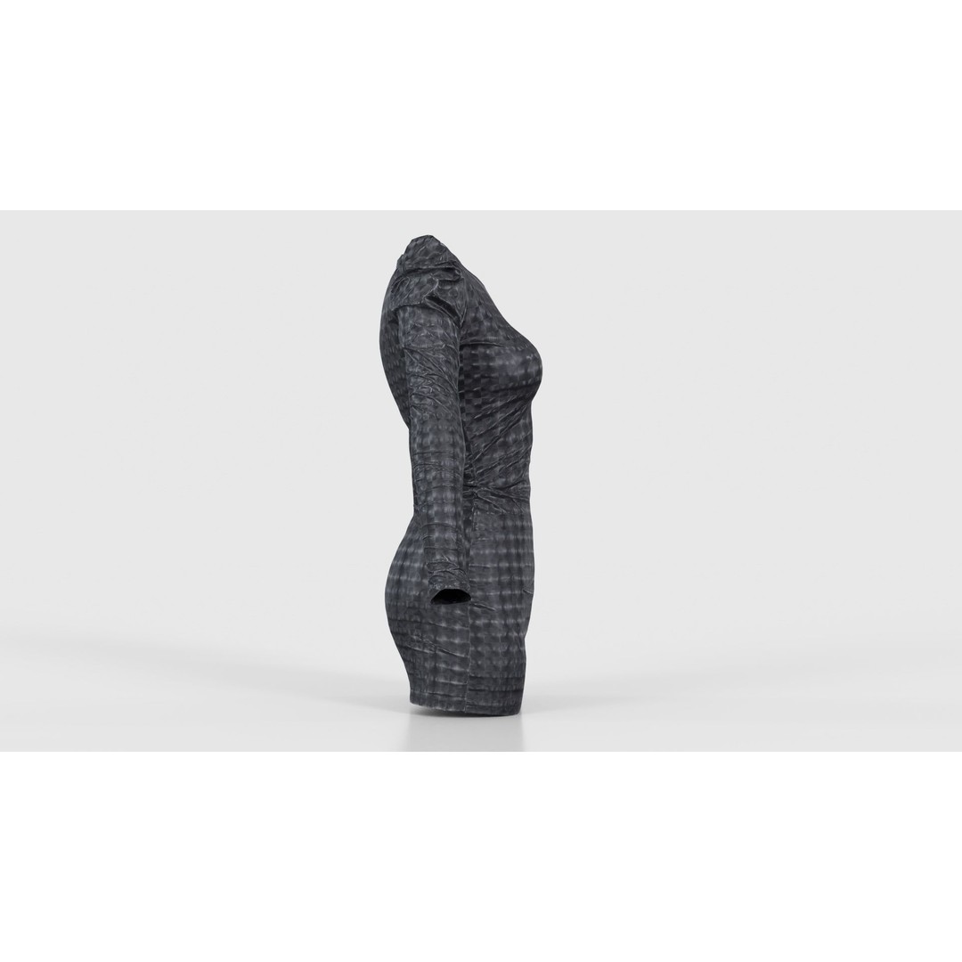 Holographic Dot Dress 3D Model – Low Poly Female Apparel, FBX, OBJ - View 20