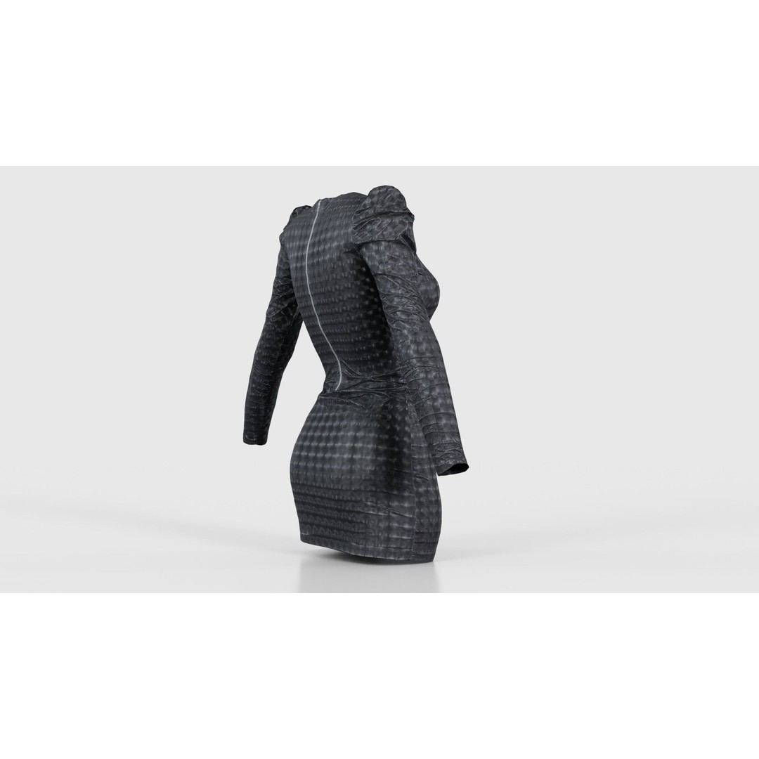 Holographic Dot Dress 3D Model – Low Poly Female Apparel, FBX, OBJ - View 21
