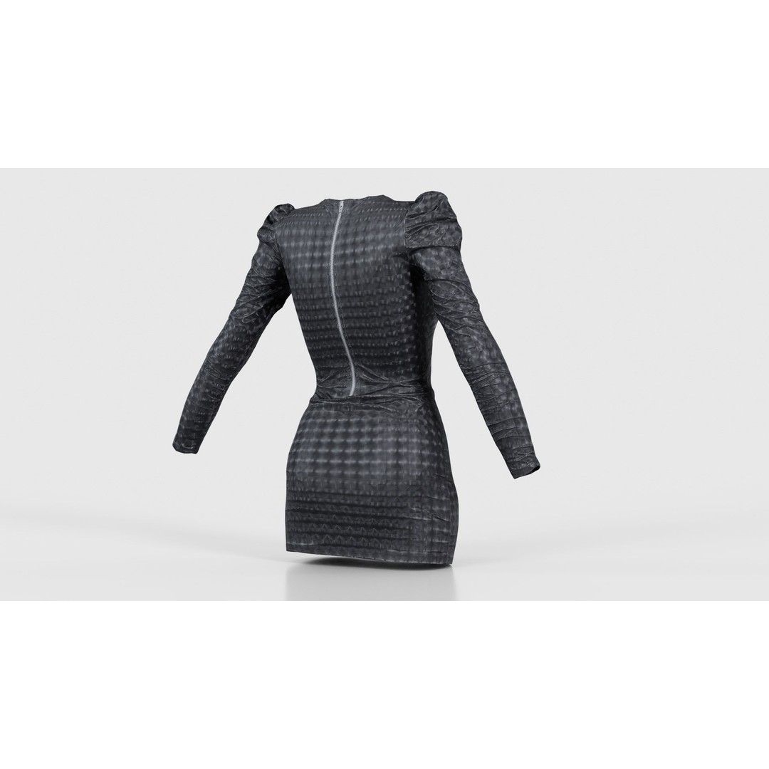 Holographic Dot Dress 3D Model – Low Poly Female Apparel, FBX, OBJ - View 22
