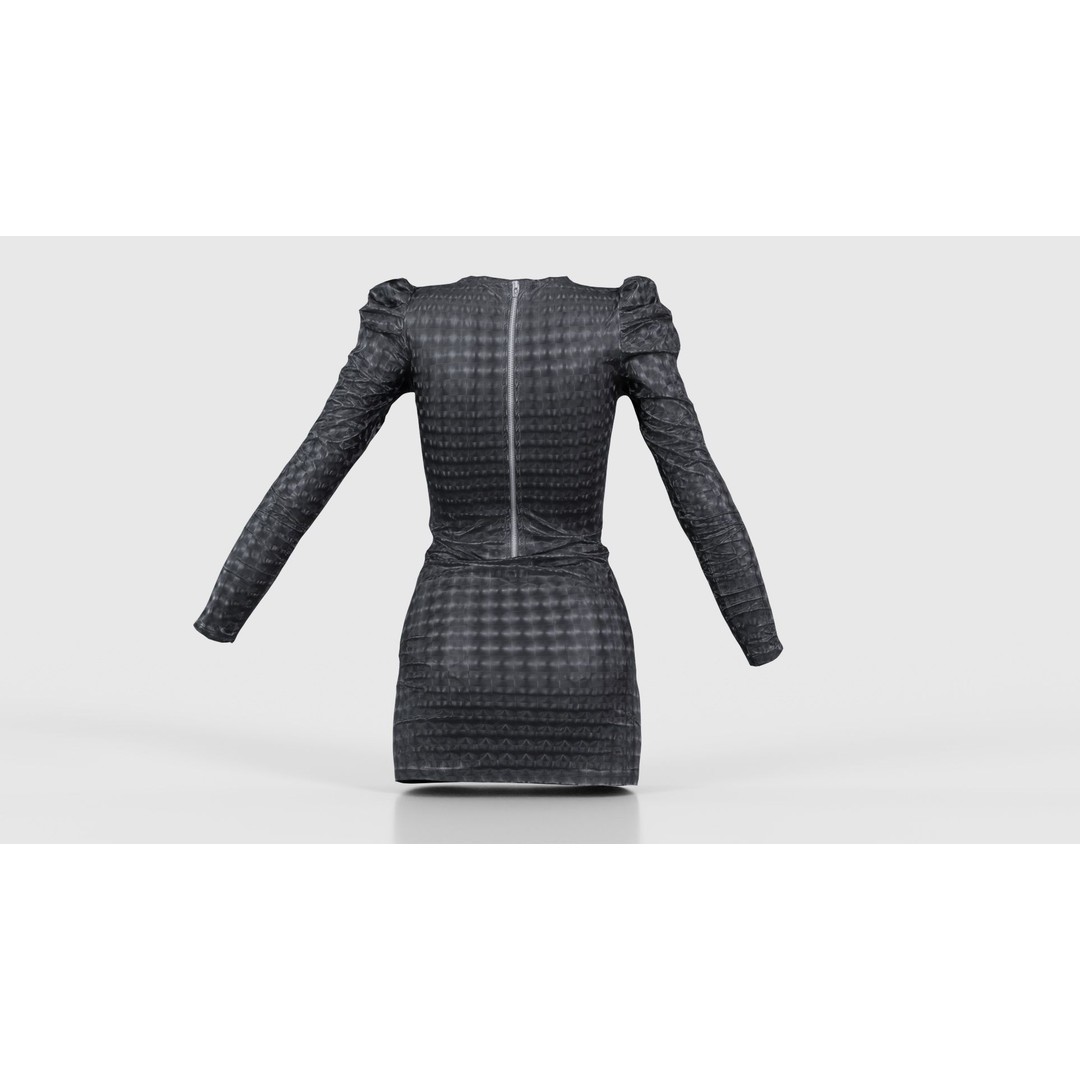 Holographic Dot Dress 3D Model – Low Poly Female Apparel, FBX, OBJ - View 23