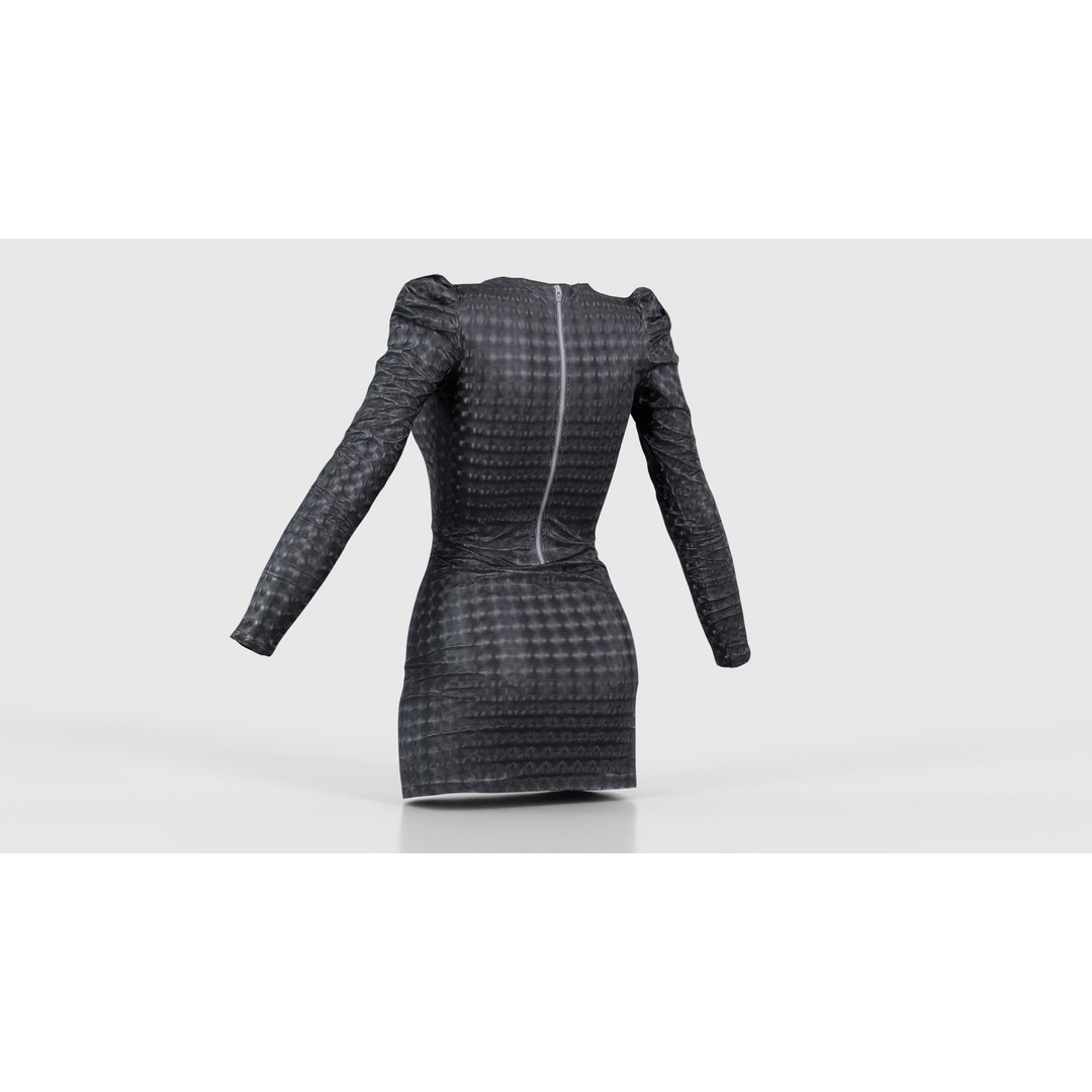 Holographic Dot Dress 3D Model – Low Poly Female Apparel, FBX, OBJ - View 24