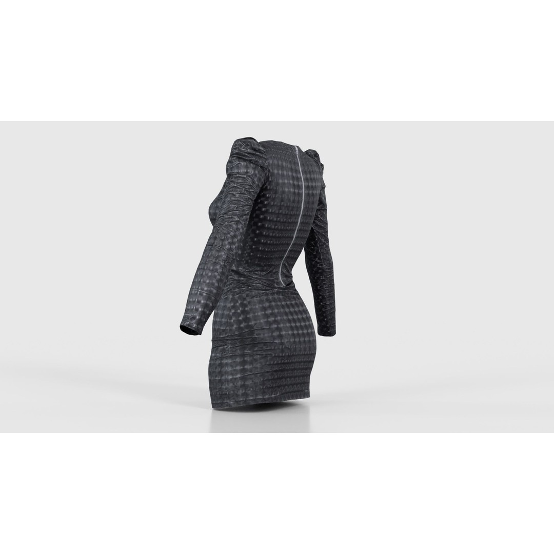 Holographic Dot Dress 3D Model – Low Poly Female Apparel, FBX, OBJ - View 25