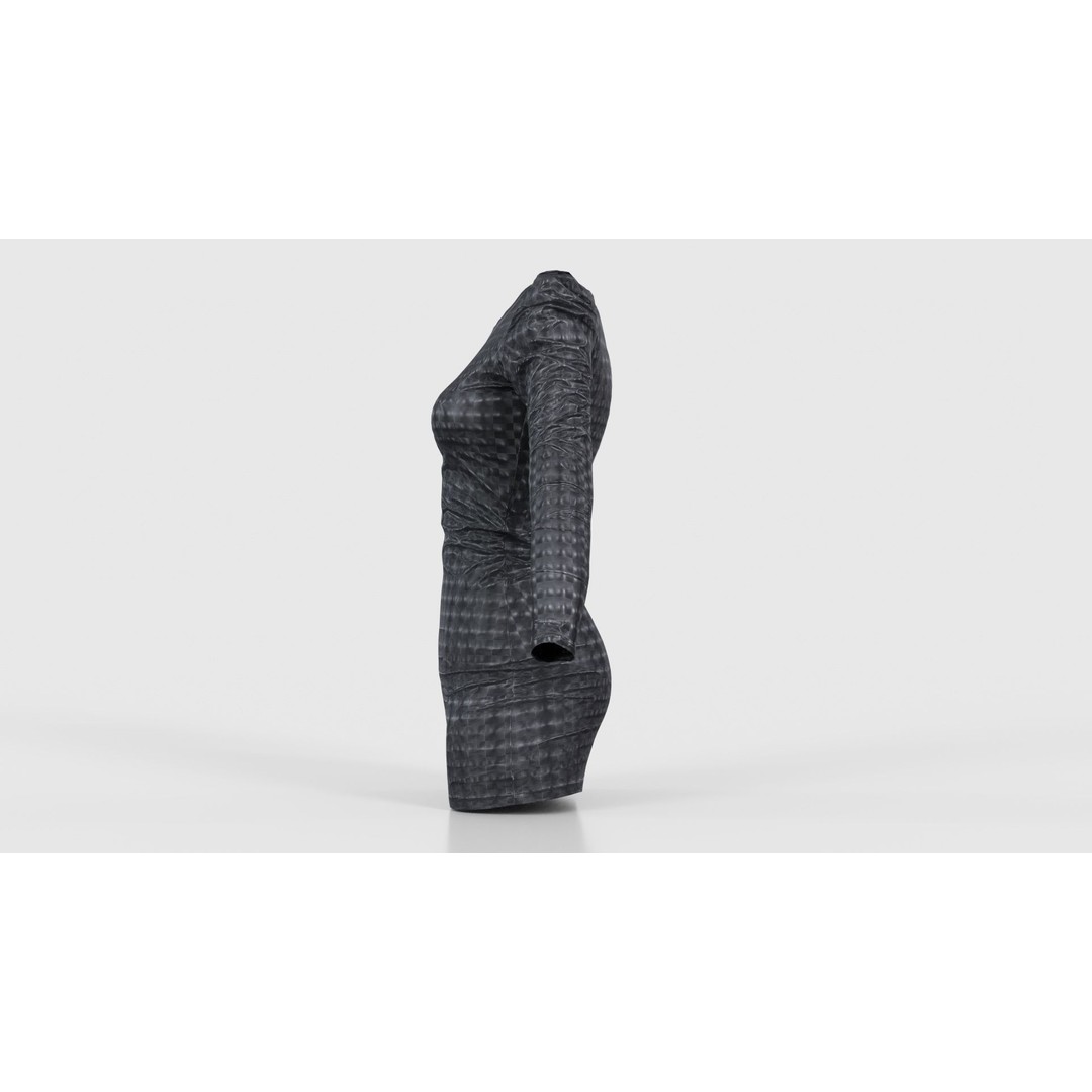 Holographic Dot Dress 3D Model – Low Poly Female Apparel, FBX, OBJ - View 26