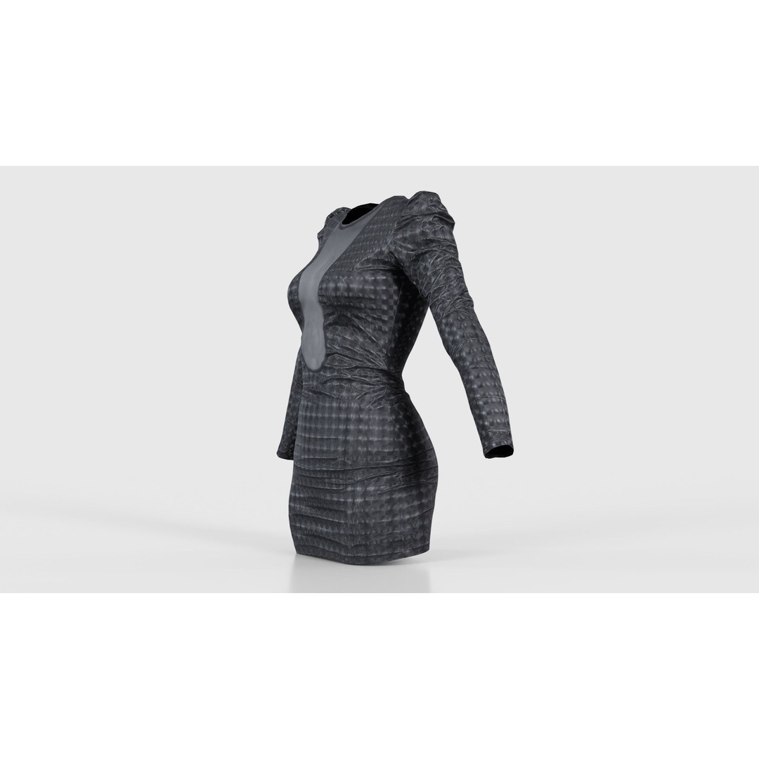 Holographic Dot Dress 3D Model – Low Poly Female Apparel, FBX, OBJ - View 27