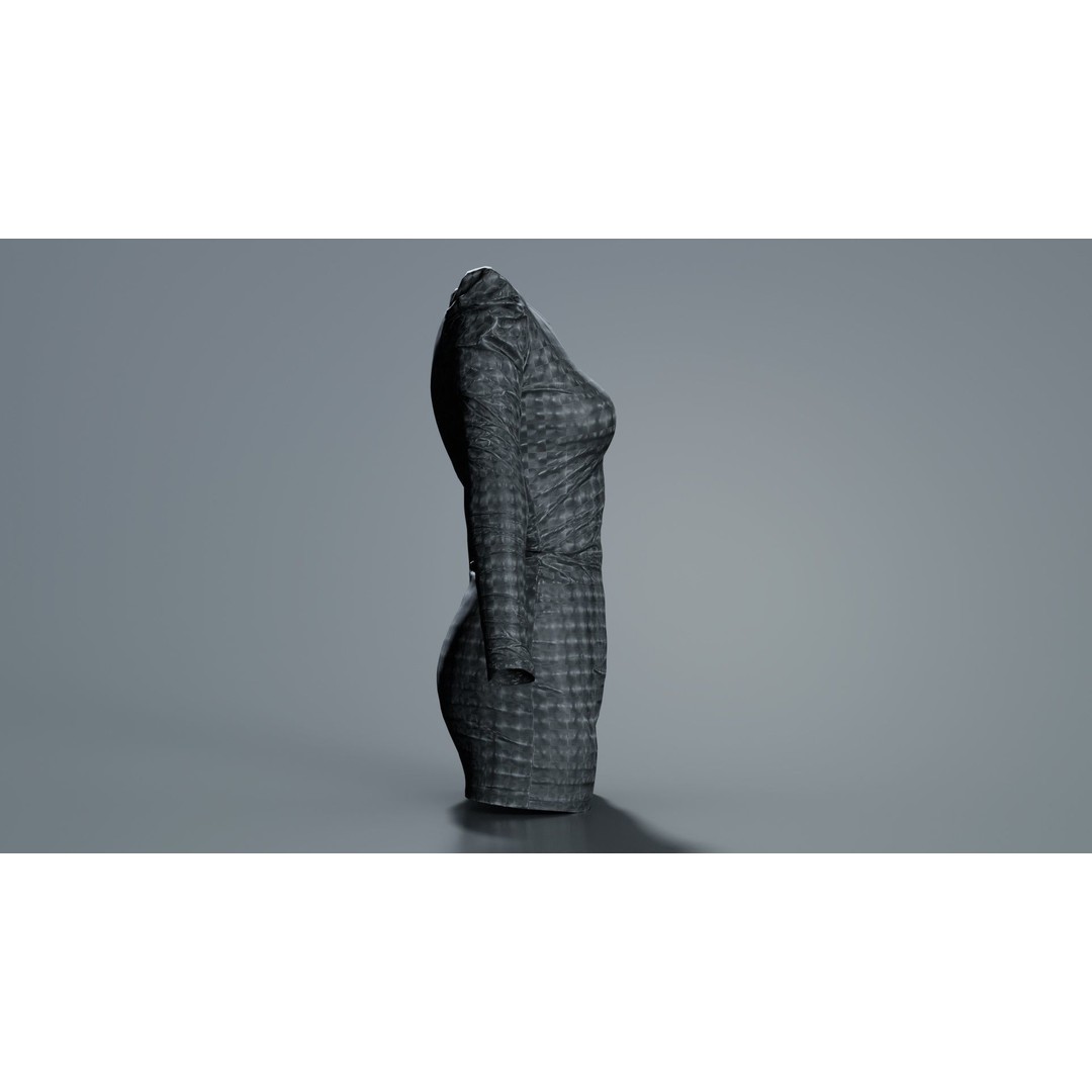 Holographic Dot Dress 3D Model – Low Poly Female Apparel, FBX, OBJ - View 5