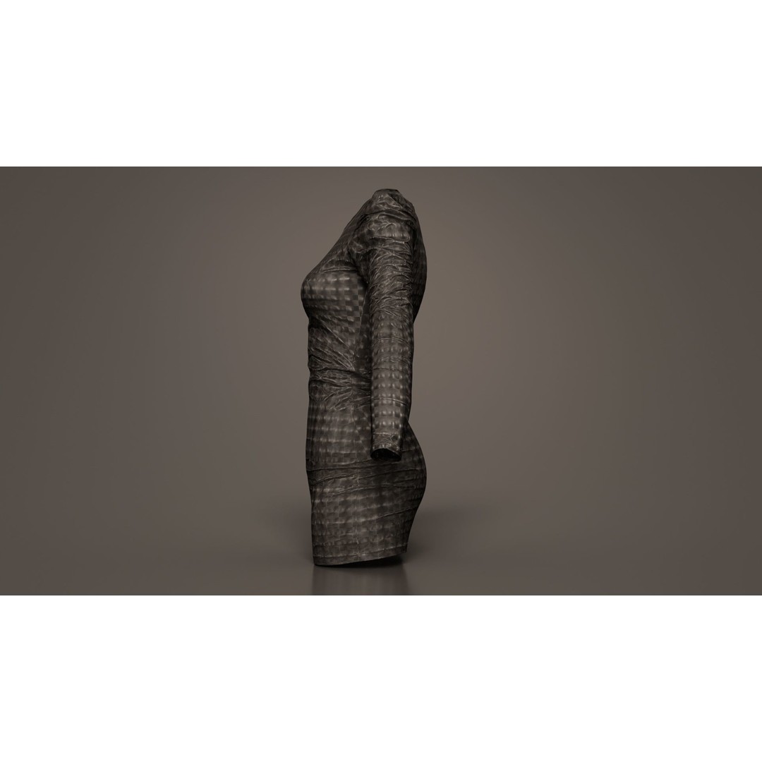 Holographic Dot Dress 3D Model – Low Poly Female Apparel, FBX, OBJ - View 6