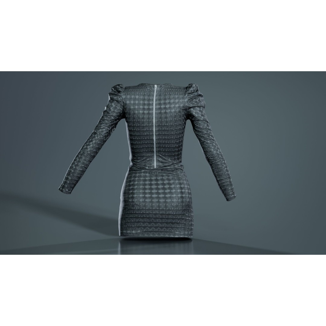 Holographic Dot Dress 3D Model – Low Poly Female Apparel, FBX, OBJ - View 8