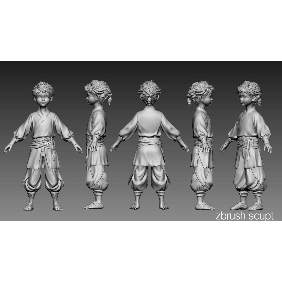 Stylized Boy 3D Model – Low Poly Character Asset, FBX