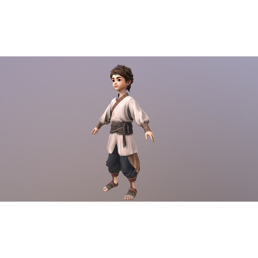 Stylized Boy 3D Model – Low Poly Character Asset, FBX - View 3