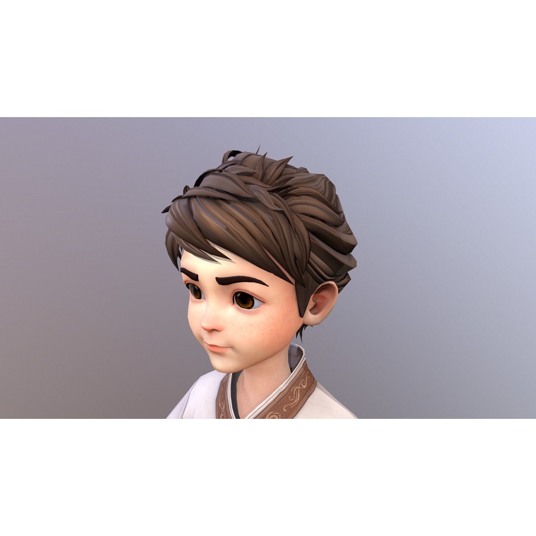 Stylized Boy 3D Model – Low Poly Character Asset, FBX - View 6