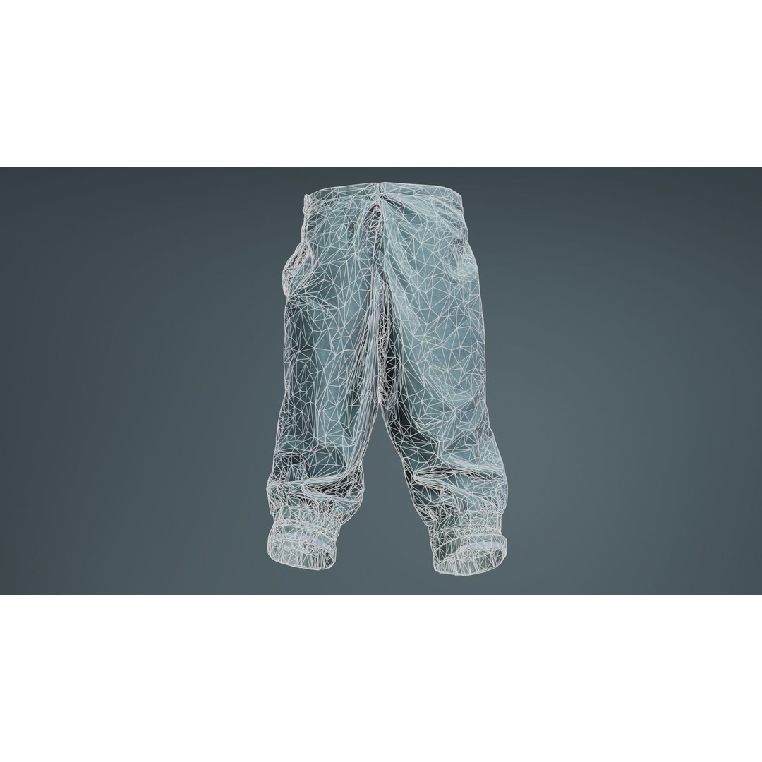 Flower Trousers 3D Model – Low Poly Character Apparel, FBX - View 12