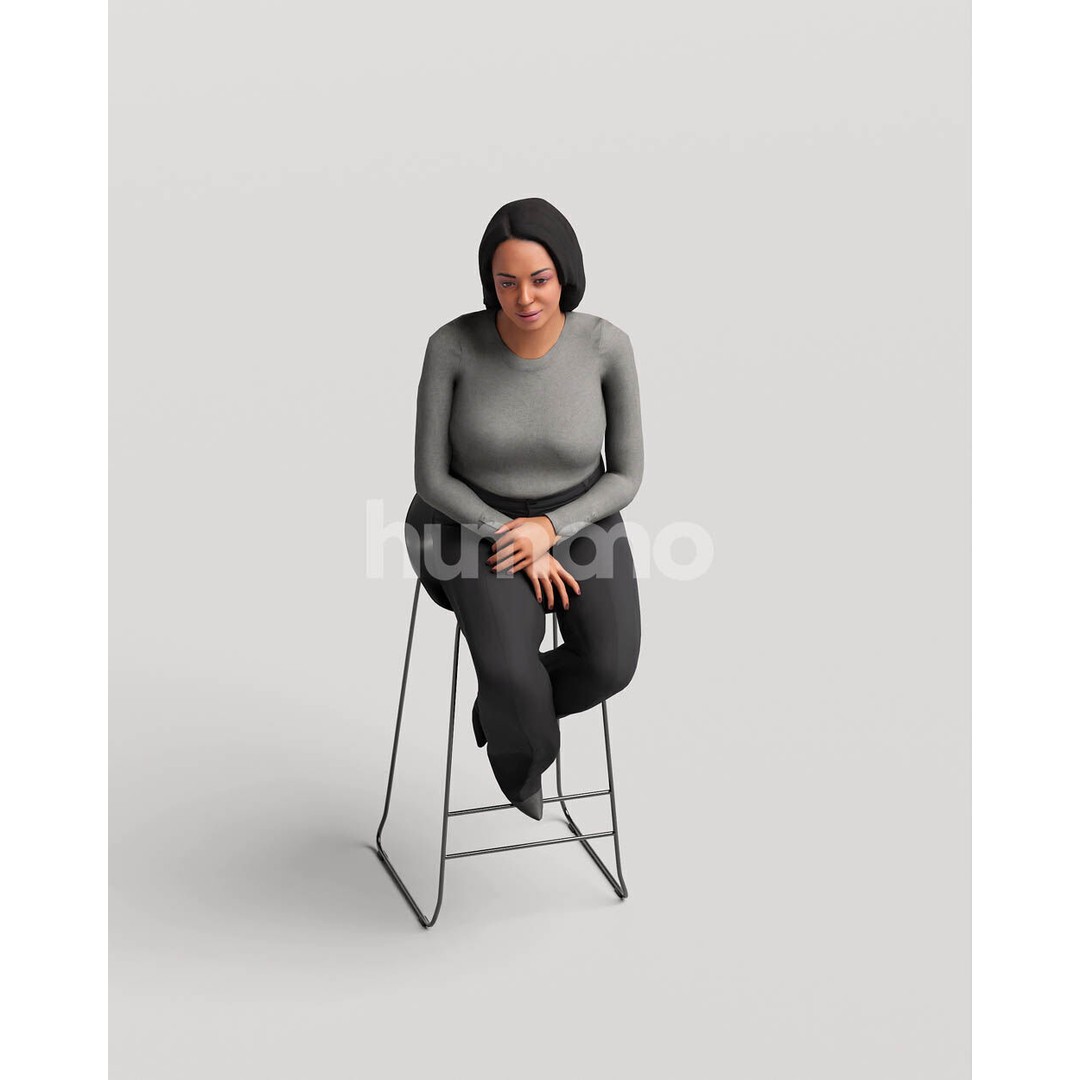 Humano Woman 3D Model – Realistic Sitting Character, PBR Textures - View 12