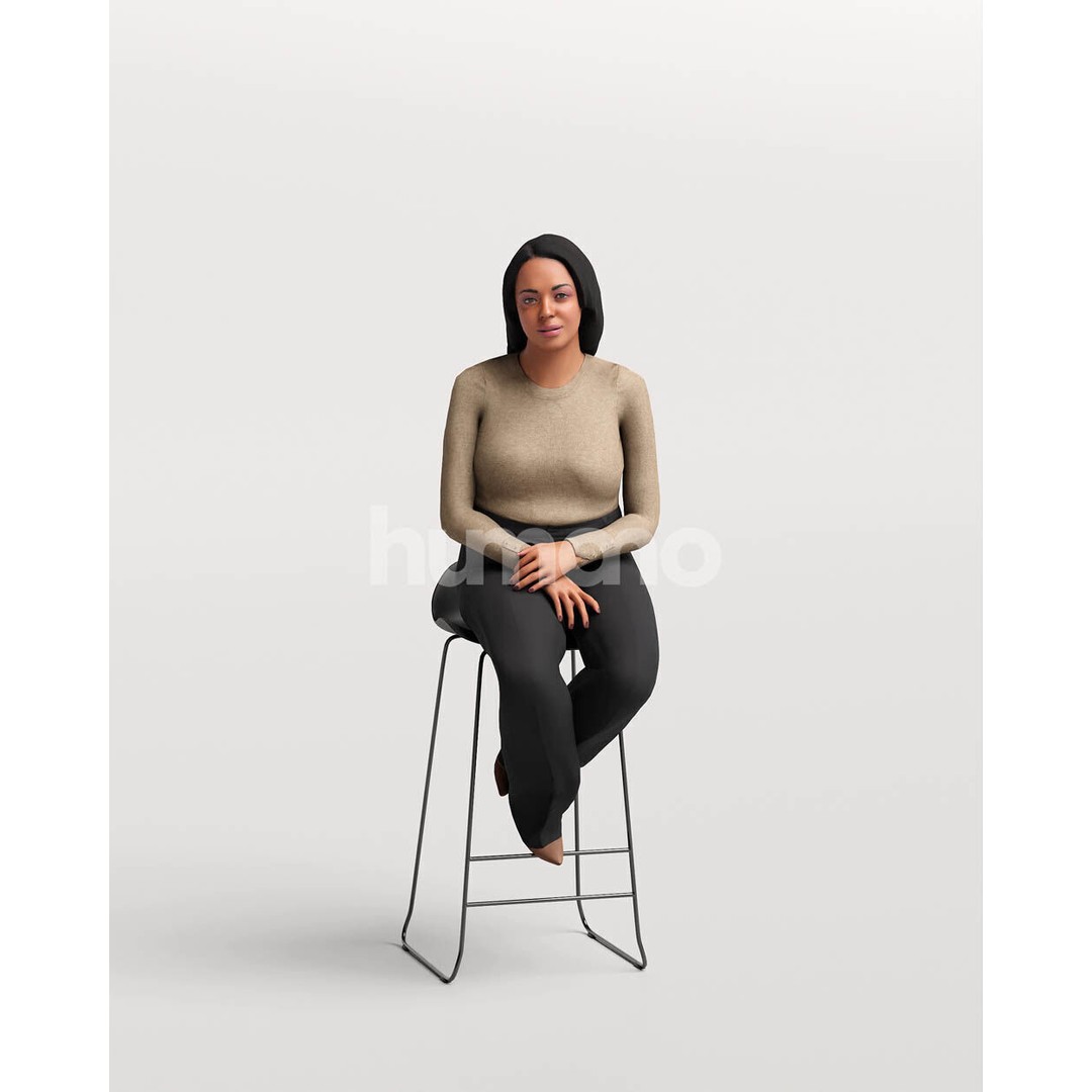 Humano Woman 3D Model – Realistic Sitting Character, PBR Textures - View 13