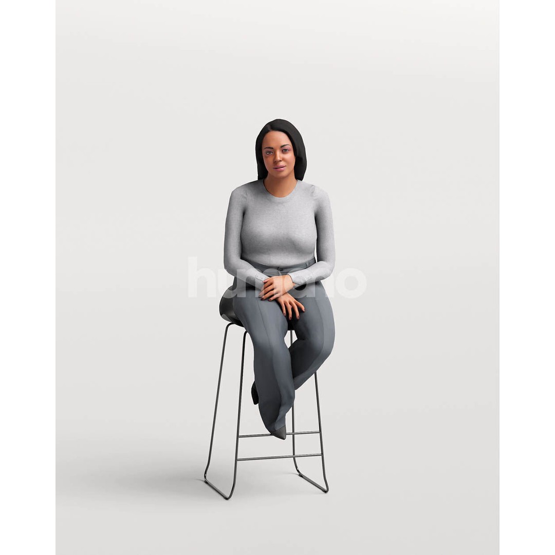 Humano Woman 3D Model – Realistic Sitting Character, PBR Textures - View 14