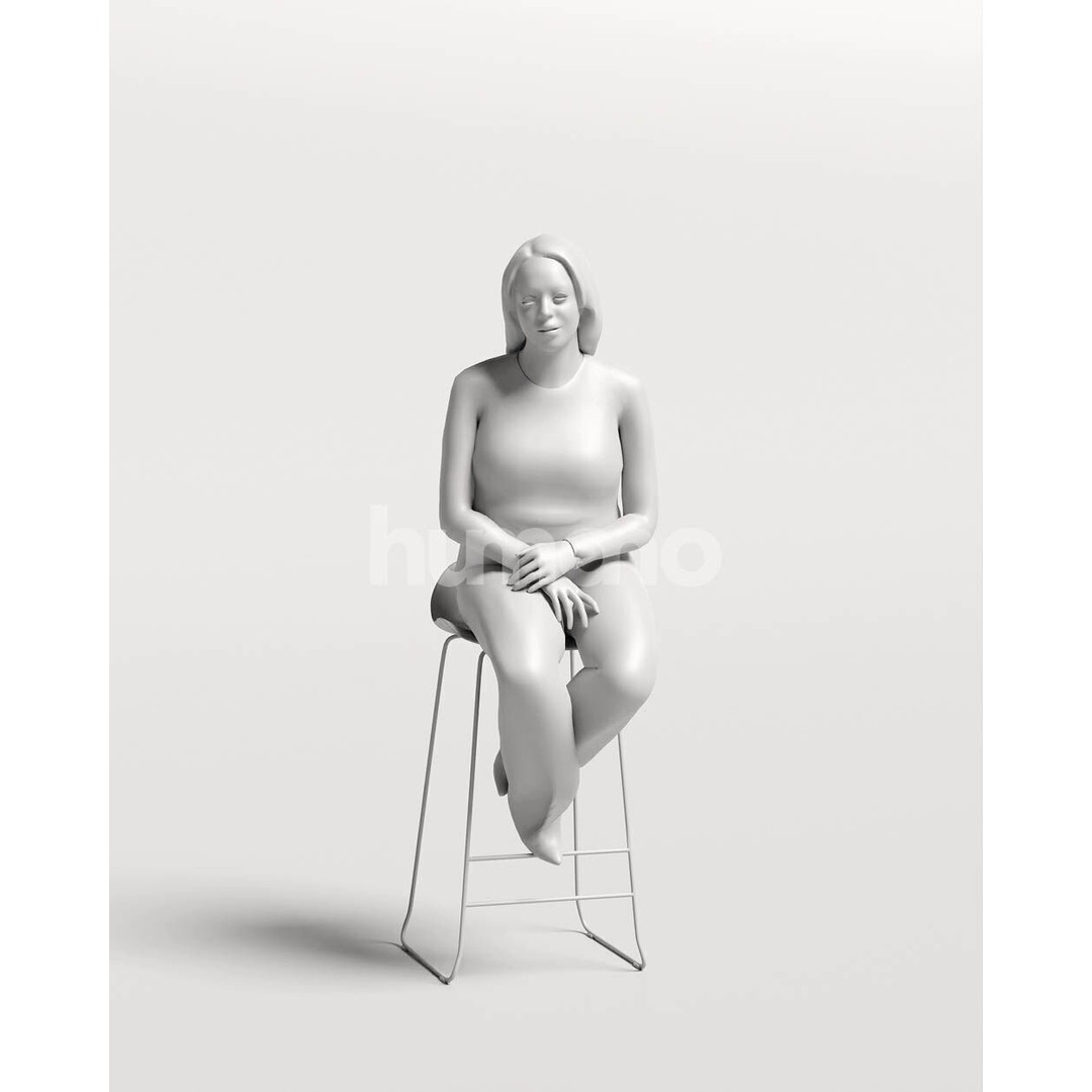 Humano Woman 3D Model – Realistic Sitting Character, PBR Textures - View 4