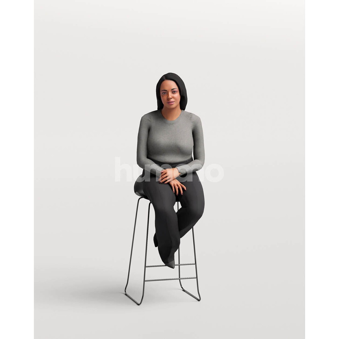 Humano Woman 3D Model – Realistic Sitting Character, PBR Textures - View 5