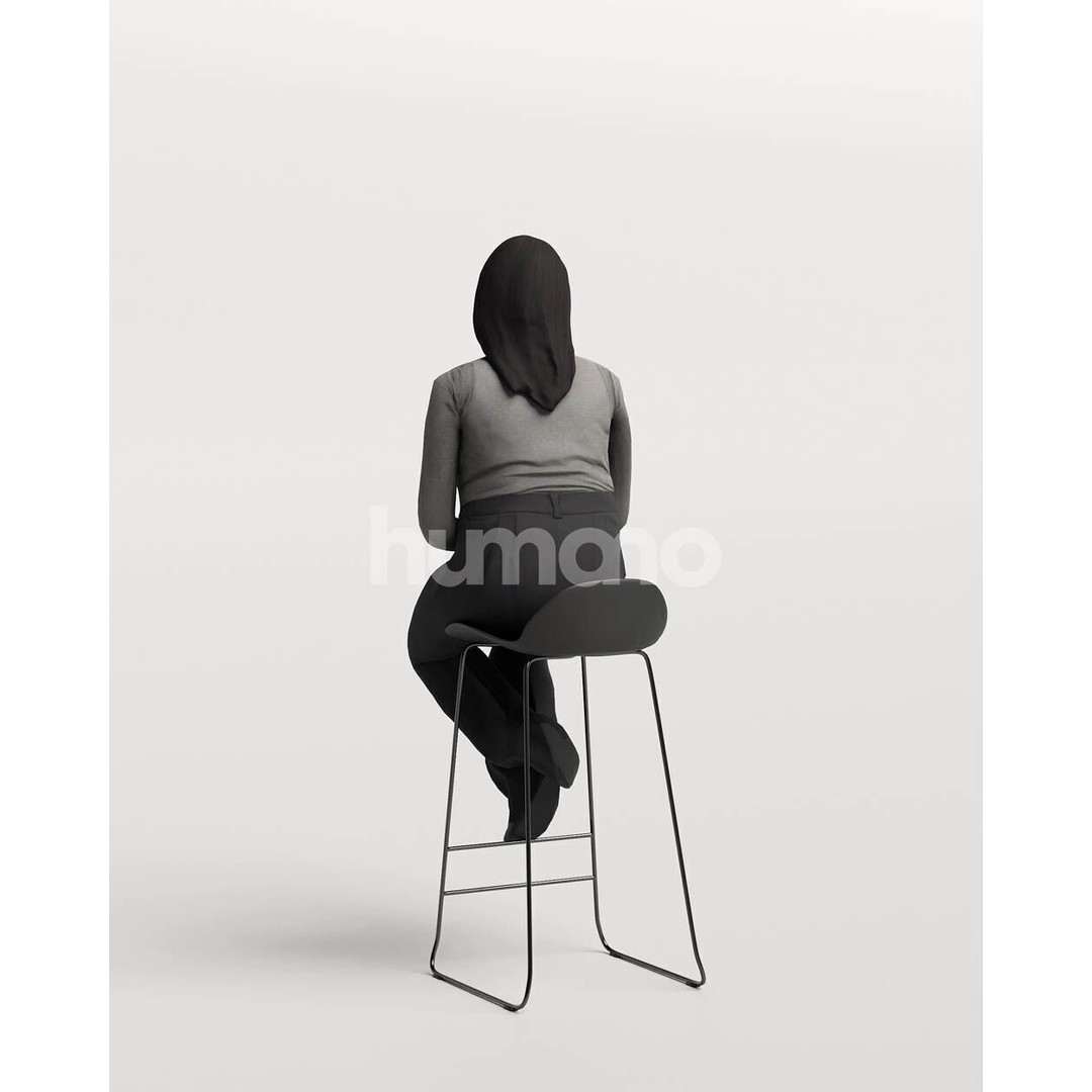 Humano Woman 3D Model – Realistic Sitting Character, PBR Textures - View 8