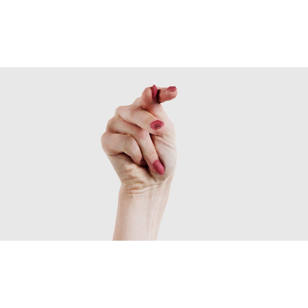 Woman Hand Sign Alphabet P 3D Model – Low Poly Character Asset, FBX