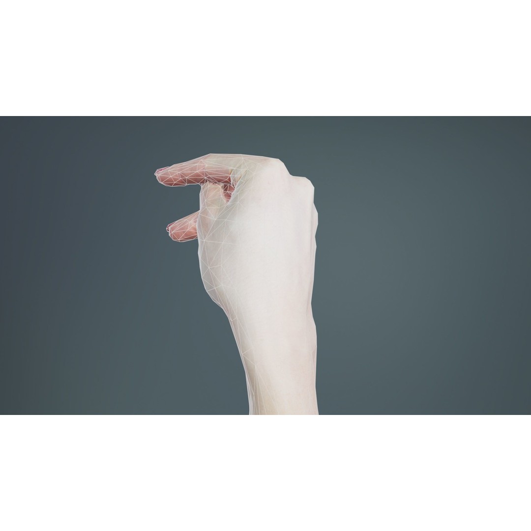 Woman Hand Sign Alphabet P 3D Model – Low Poly Character Asset, FBX - View 12