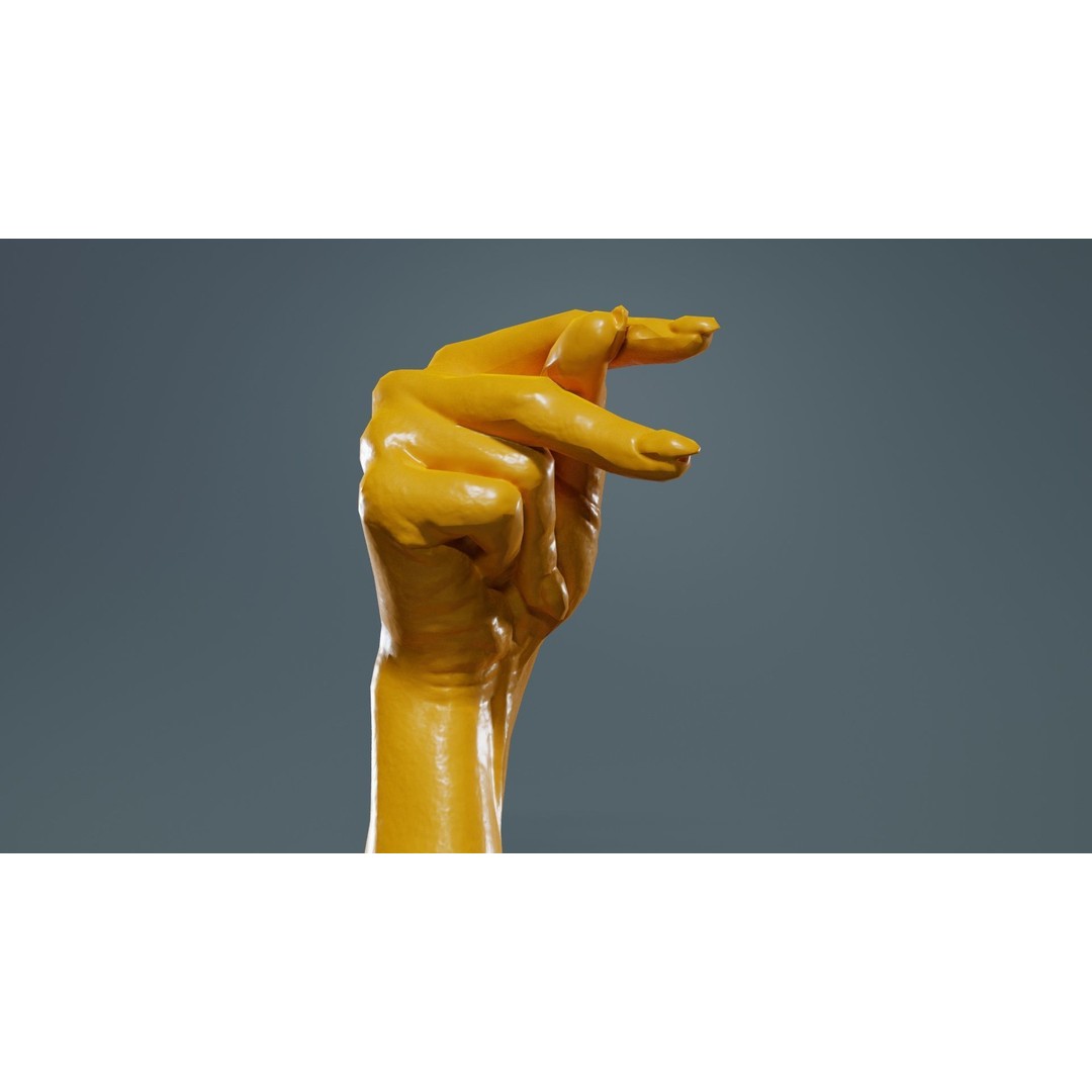 Woman Hand Sign Alphabet P 3D Model – Low Poly Character Asset, FBX - View 14