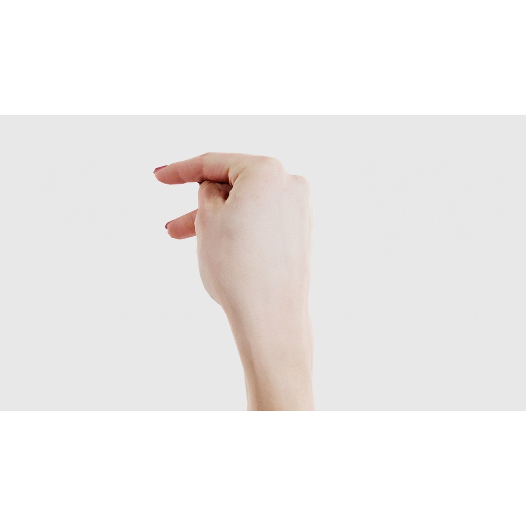 Woman Hand Sign Alphabet P 3D Model – Low Poly Character Asset, FBX - View 23