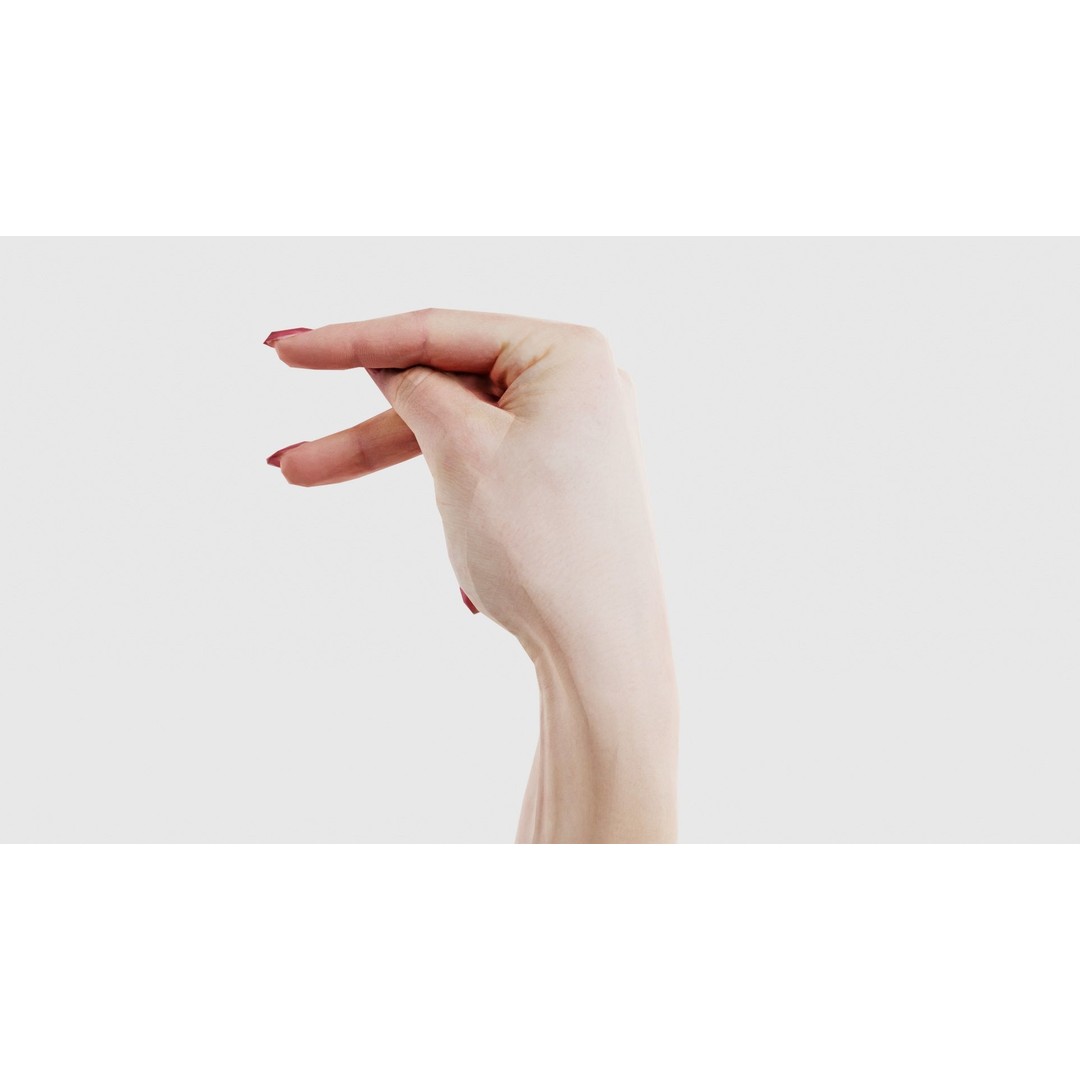 Woman Hand Sign Alphabet P 3D Model – Low Poly Character Asset, FBX - View 24