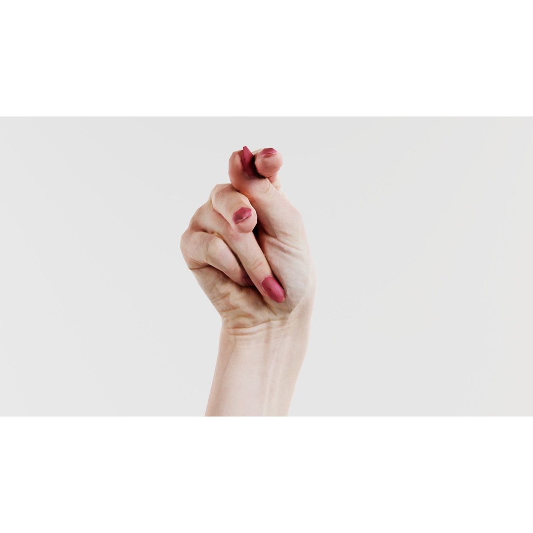 Woman Hand Sign Alphabet P 3D Model – Low Poly Character Asset, FBX - View 3