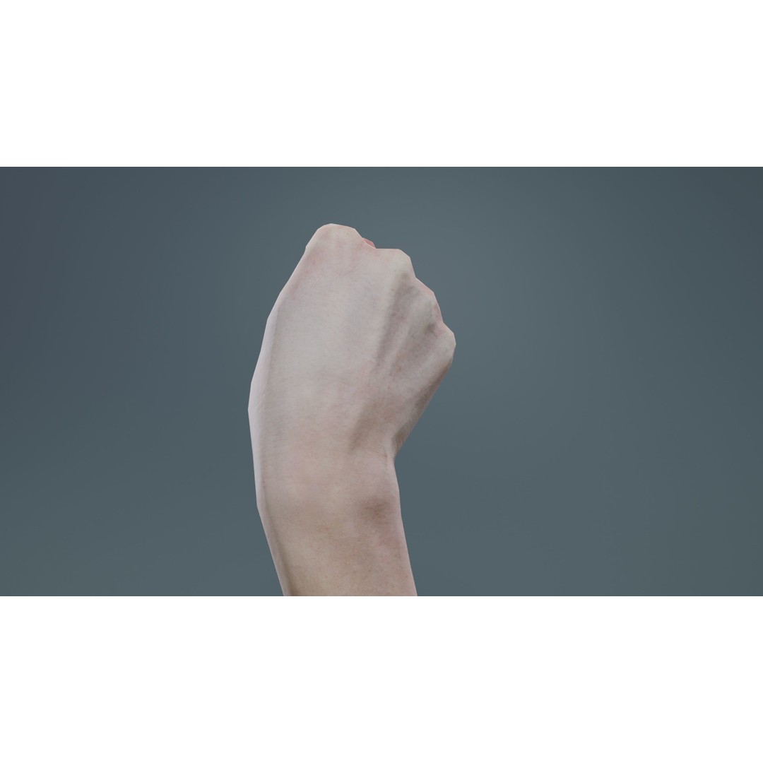 Woman Hand Sign Alphabet P 3D Model – Low Poly Character Asset, FBX - View 4