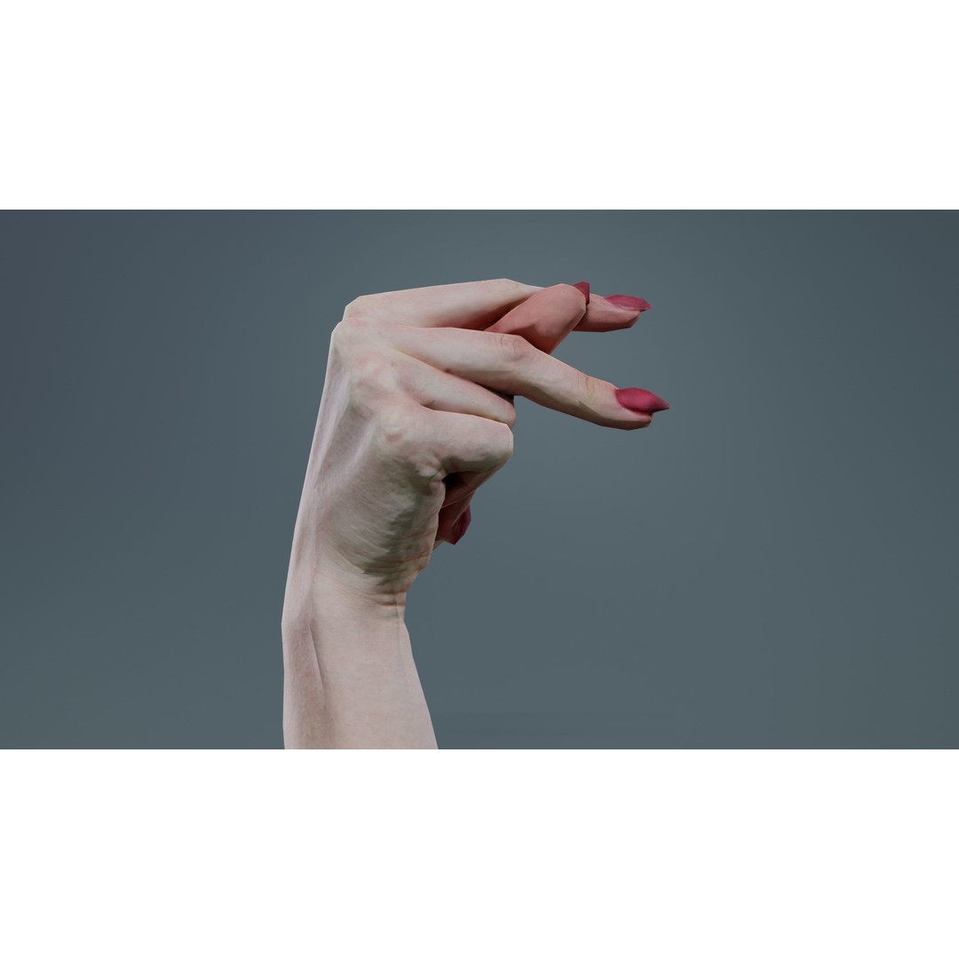 Woman Hand Sign Alphabet P 3D Model – Low Poly Character Asset, FBX - View 8