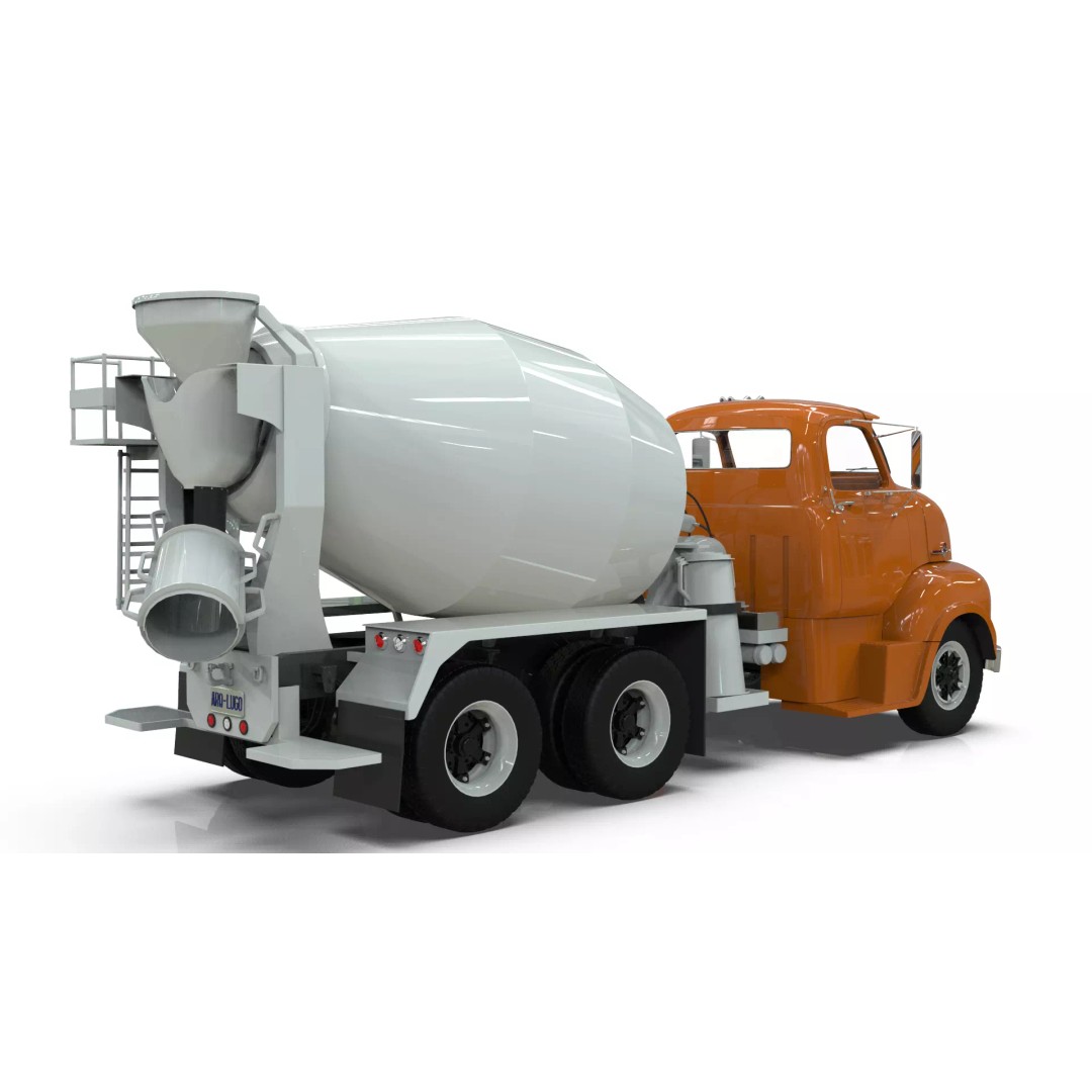 Vintage COE Tandem Axle Cement Mixer Truck 3D Model – Game Ready Asset, FBX, OBJ - View 11