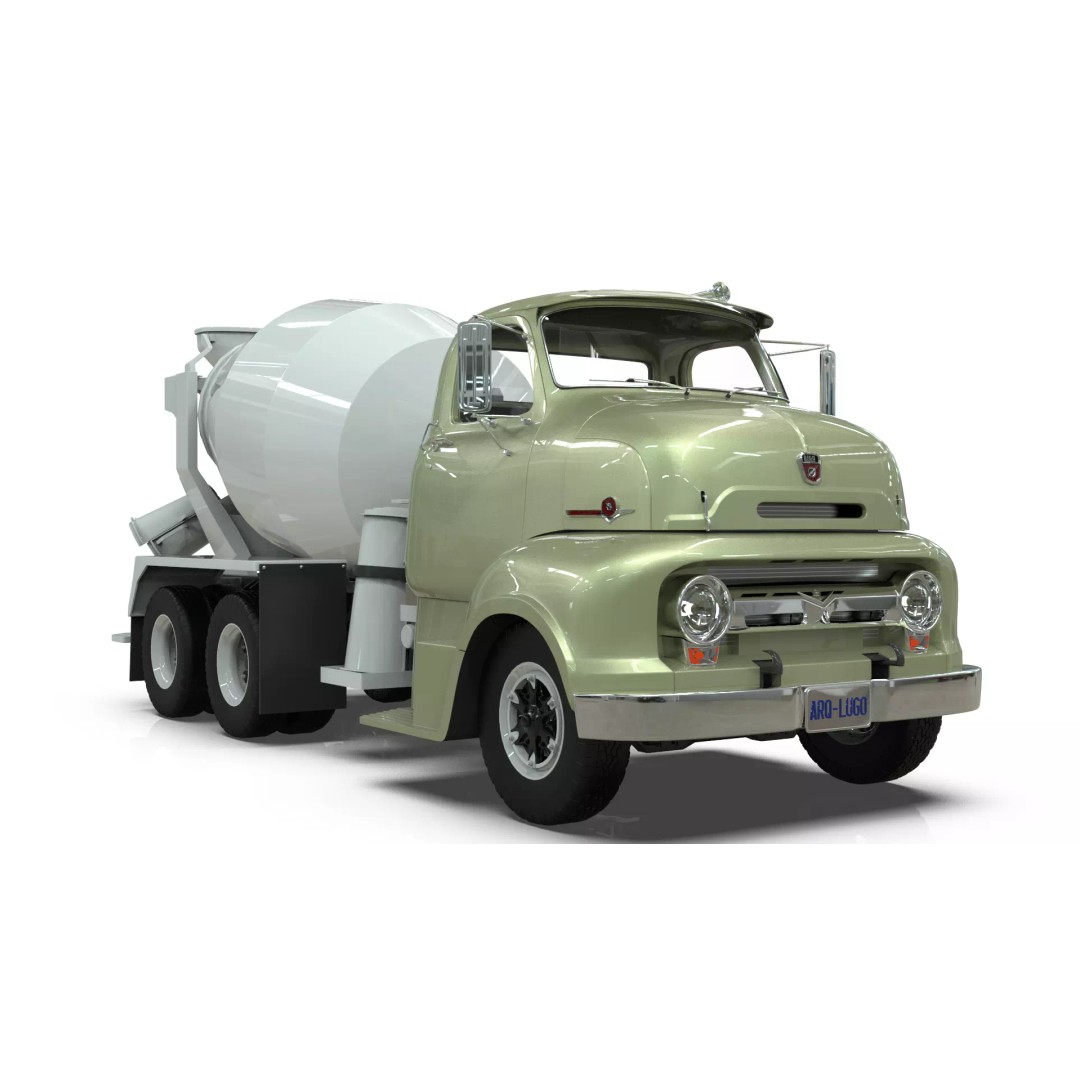 Vintage COE Tandem Axle Cement Mixer Truck 3D Model – Game Ready Asset, FBX, OBJ - View 13