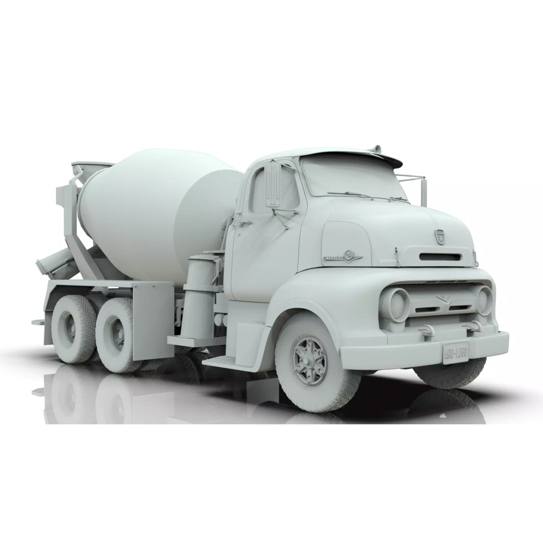 Vintage COE Tandem Axle Cement Mixer Truck 3D Model – Game Ready Asset, FBX, OBJ - View 14