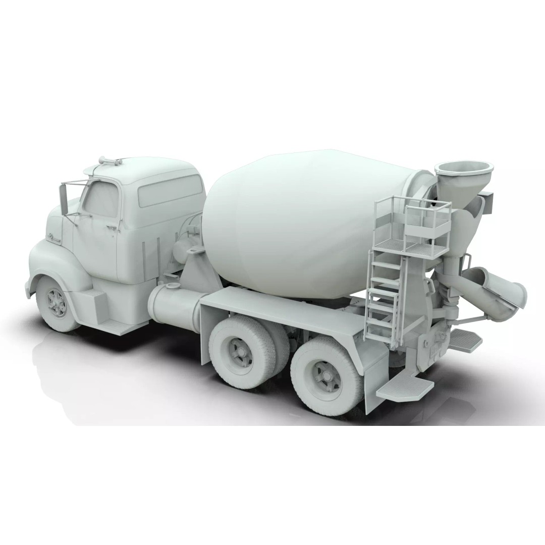 Vintage COE Tandem Axle Cement Mixer Truck 3D Model – Game Ready Asset, FBX, OBJ - View 16