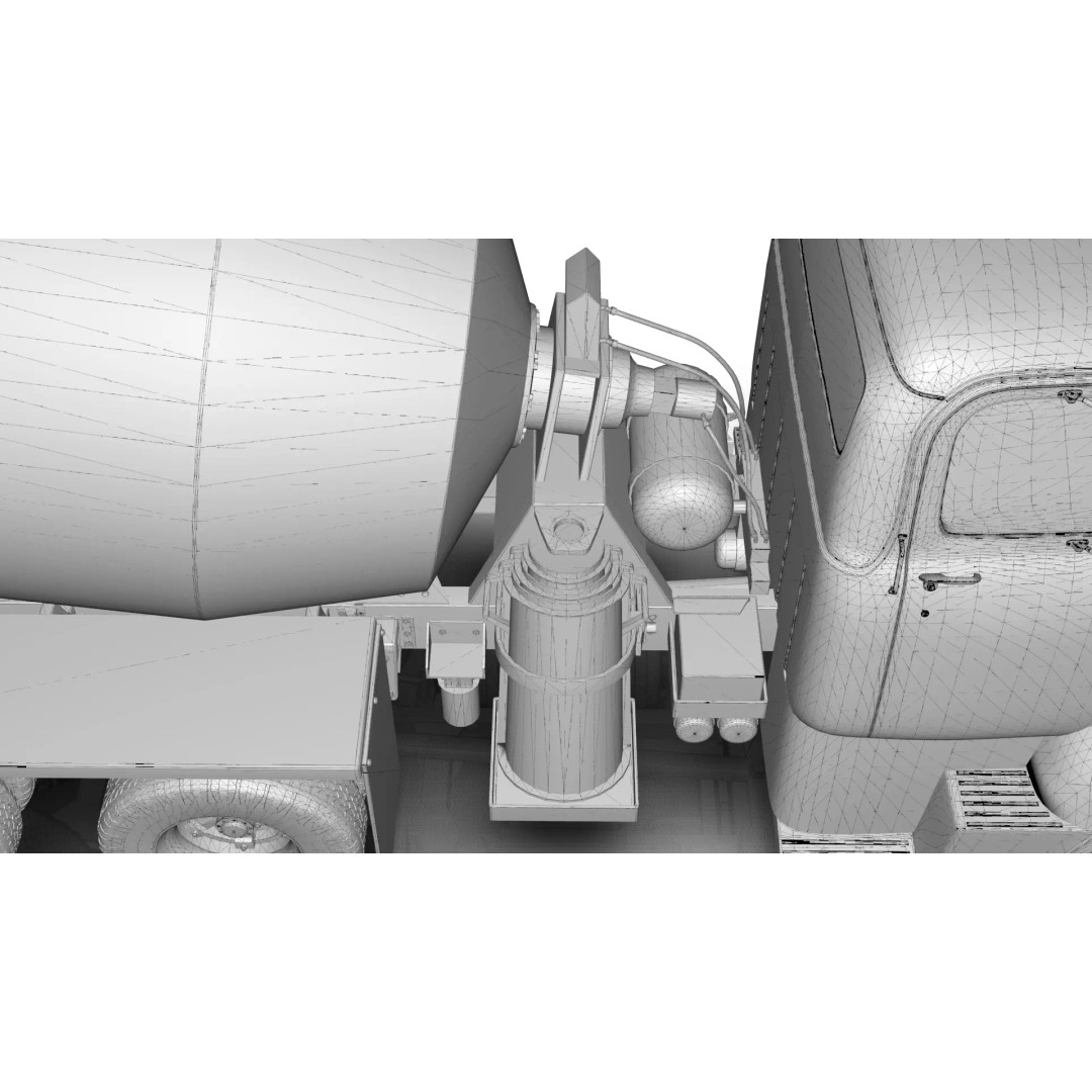 Vintage COE Tandem Axle Cement Mixer Truck 3D Model – Game Ready Asset, FBX, OBJ - View 26