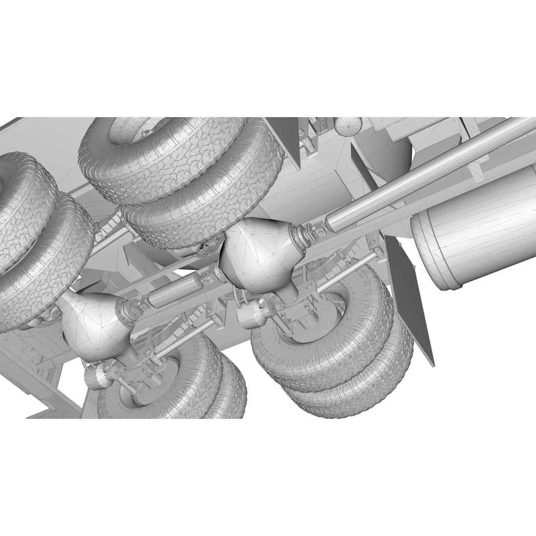 Vintage COE Tandem Axle Cement Mixer Truck 3D Model – Game Ready Asset, FBX, OBJ - View 27