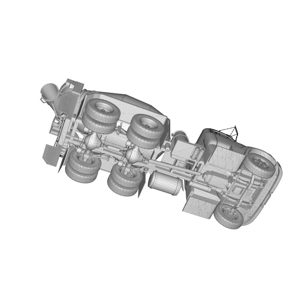 Vintage COE Tandem Axle Cement Mixer Truck 3D Model – Game Ready Asset, FBX, OBJ - View 28