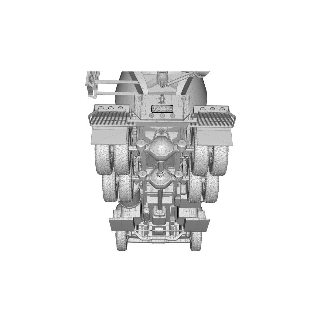 Vintage COE Tandem Axle Cement Mixer Truck 3D Model – Game Ready Asset, FBX, OBJ - View 29
