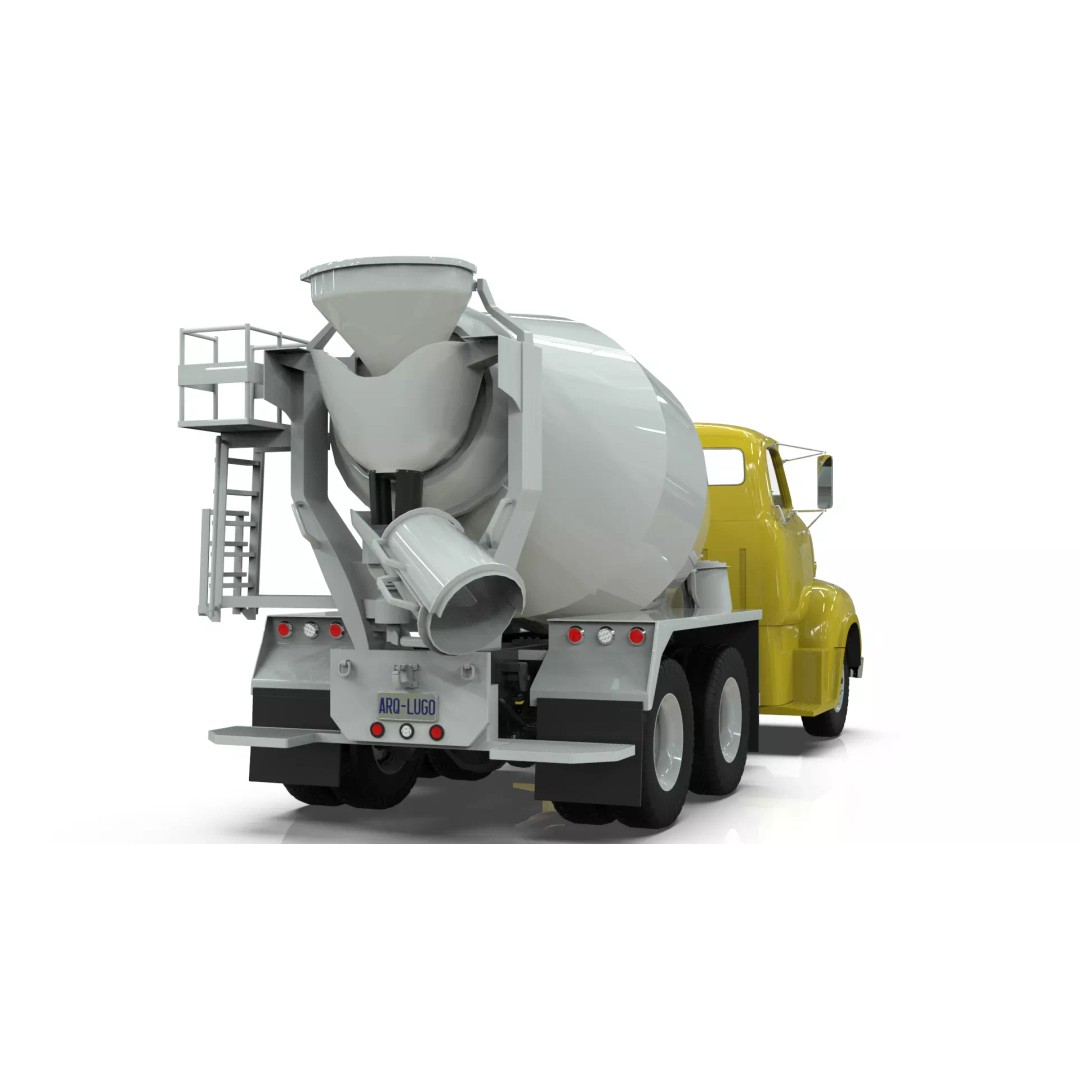 Vintage COE Tandem Axle Cement Mixer Truck 3D Model – Game Ready Asset, FBX, OBJ - View 5