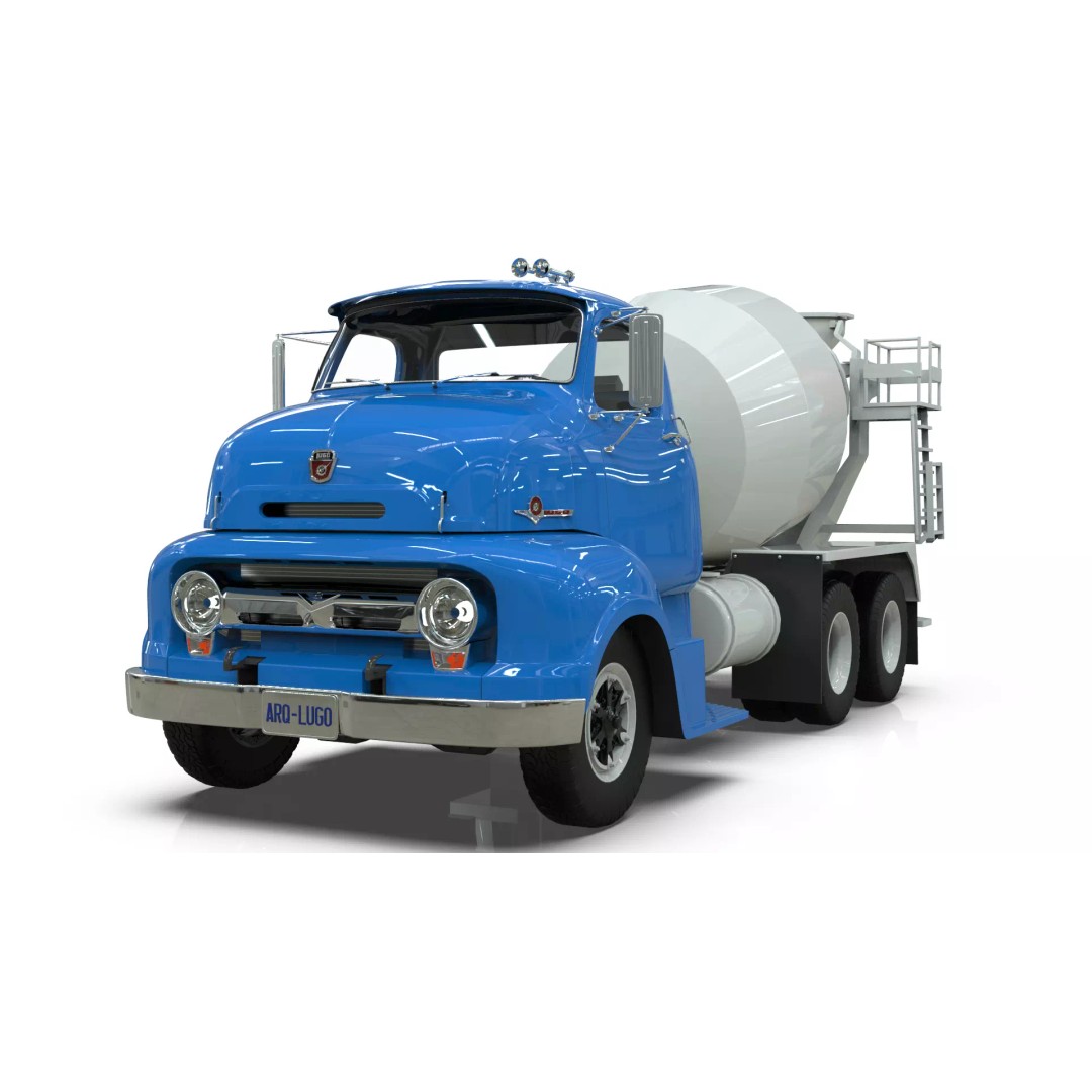 Vintage COE Tandem Axle Cement Mixer Truck 3D Model – Game Ready Asset, FBX, OBJ - View 8