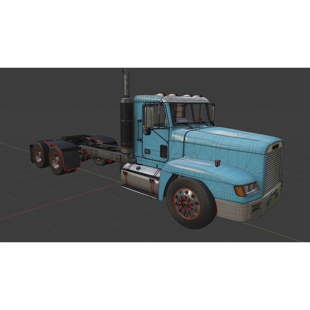 Freightliner FLD Semi Truck 3D Model – Game Ready Low Poly Vehicle, FBX - View 17