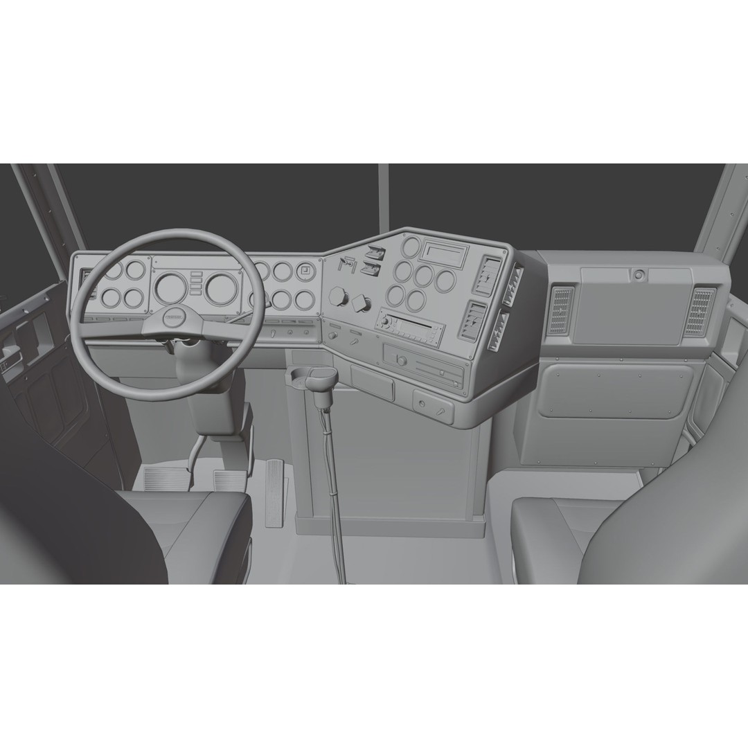 Freightliner FLD Semi Truck 3D Model – Game Ready Low Poly Vehicle, FBX - View 20