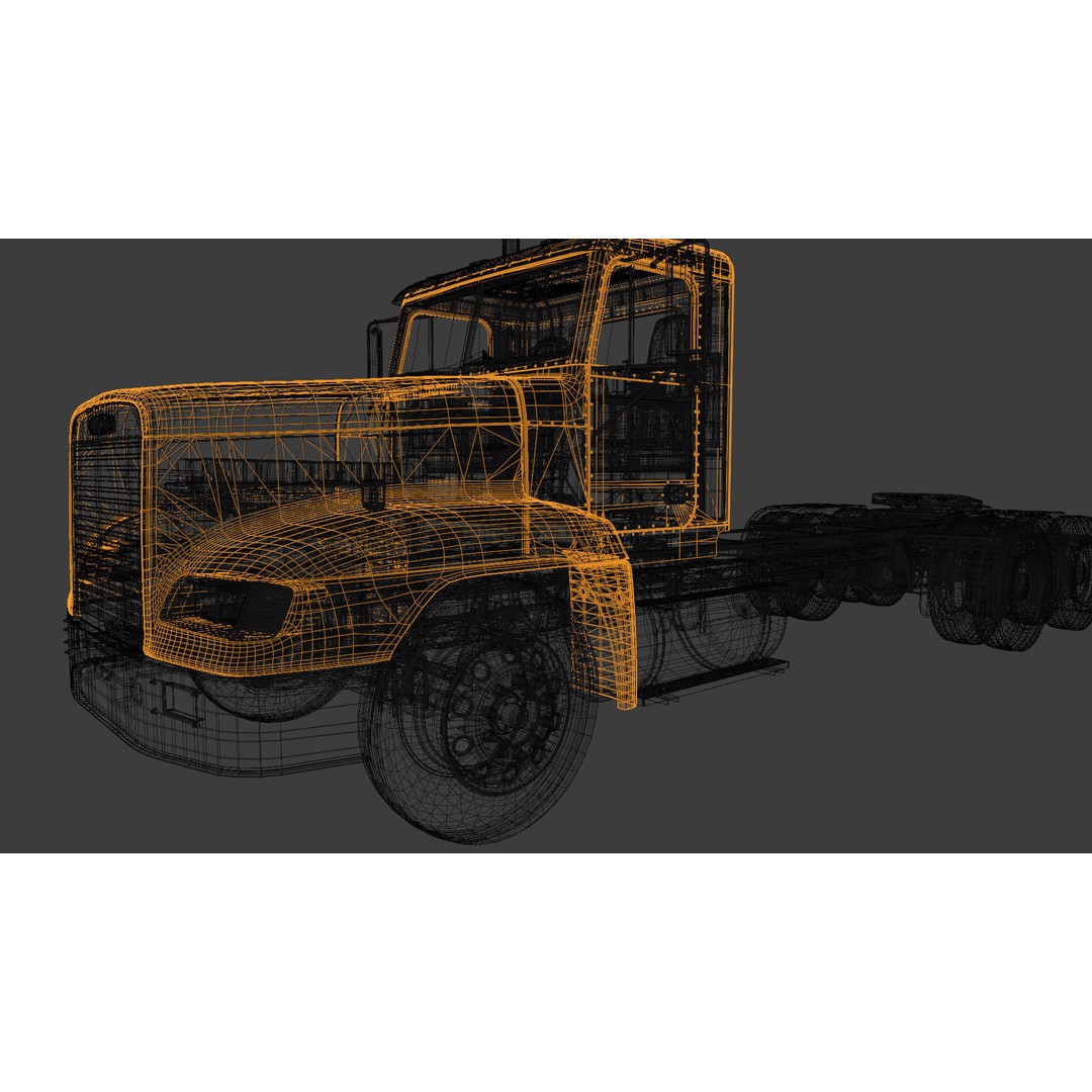 Freightliner FLD Semi Truck 3D Model – Game Ready Low Poly Vehicle, FBX - View 22
