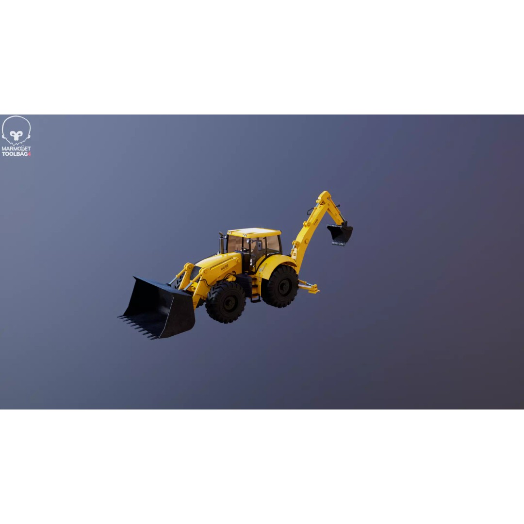 Backhoe Loader 3D Model – Low Poly Industrial Vehicle, FBX - View 18