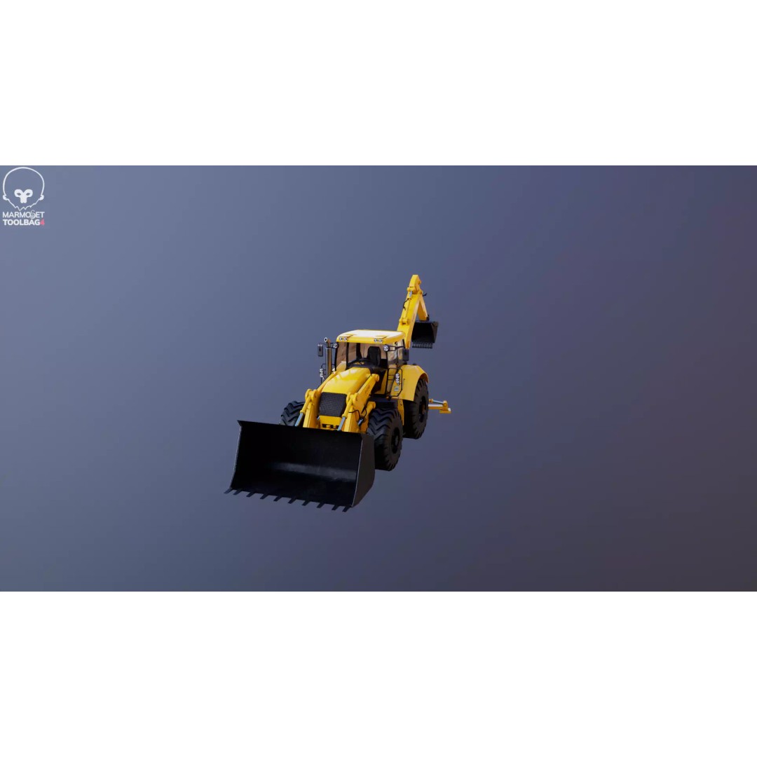 Backhoe Loader 3D Model – Low Poly Industrial Vehicle, FBX - View 19