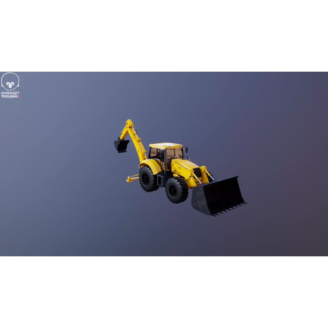 Backhoe Loader 3D Model – Low Poly Industrial Vehicle, FBX - View 21