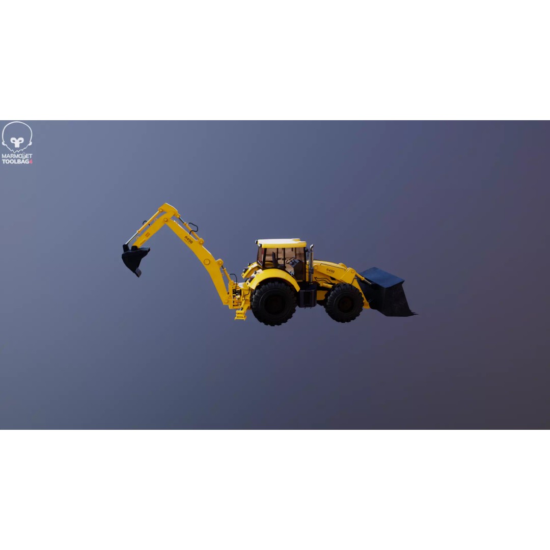 Backhoe Loader 3D Model – Low Poly Industrial Vehicle, FBX - View 23